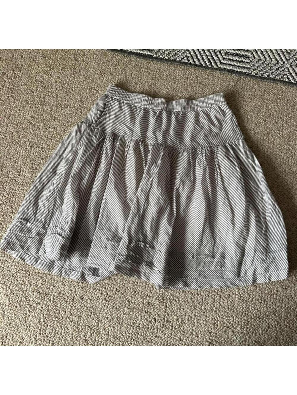 Gap white & brown striped midi skirt